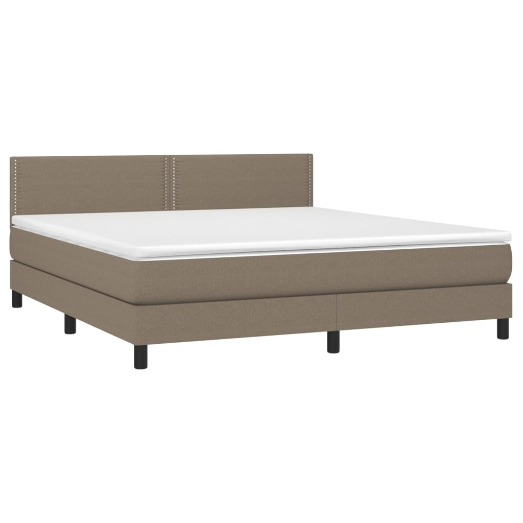 Boxspring met matras en LED stof taupe 180x200 cm is nu te koop bij PeponiXL, paradijselijk wonen!