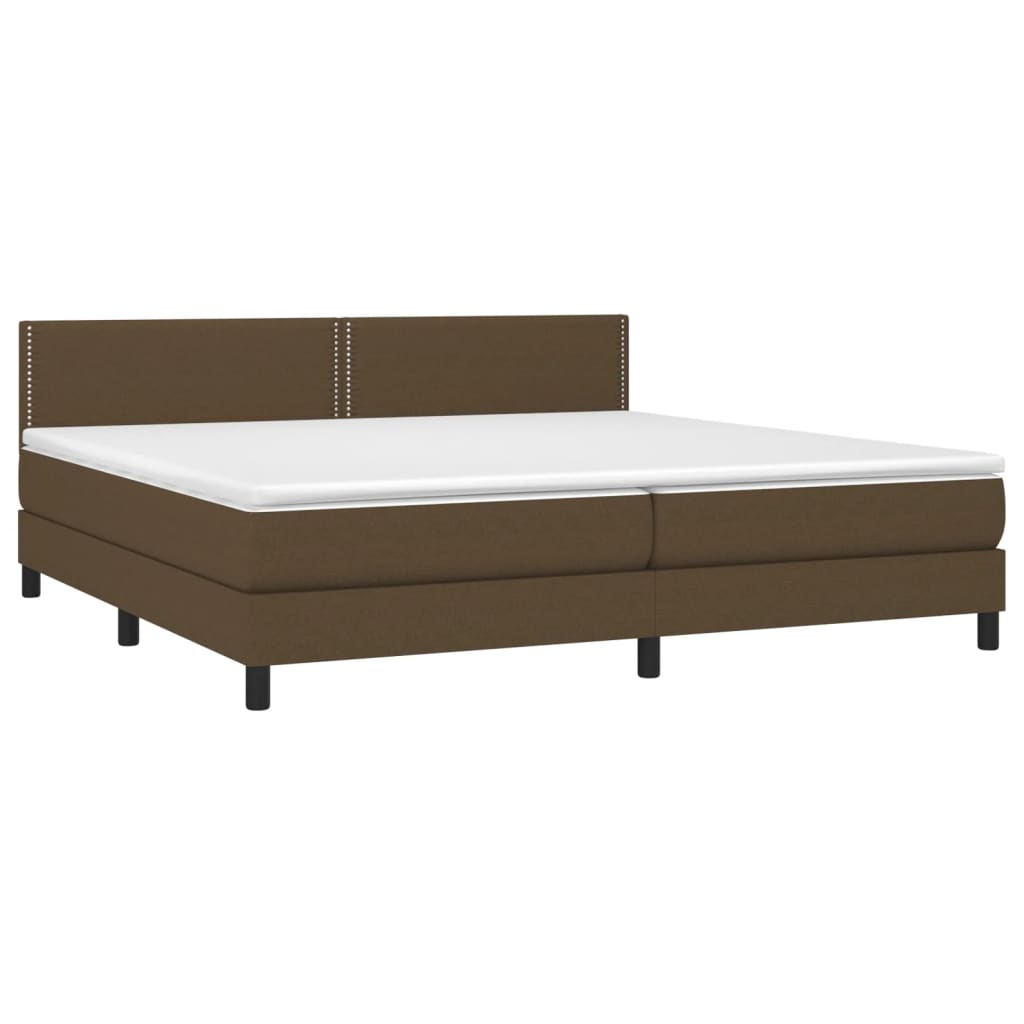 Boxspring met matras en LED stof donkerbruin 200x200 cm is nu te koop bij PeponiXL, paradijselijk wonen!