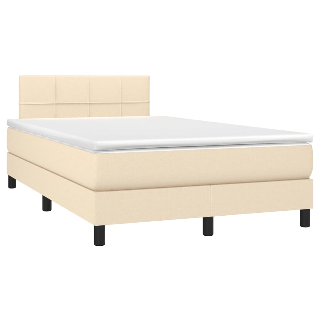 Boxspring met matras en LED stof crèmekleurig 120x200 cm is nu te koop bij PeponiXL, paradijselijk wonen!