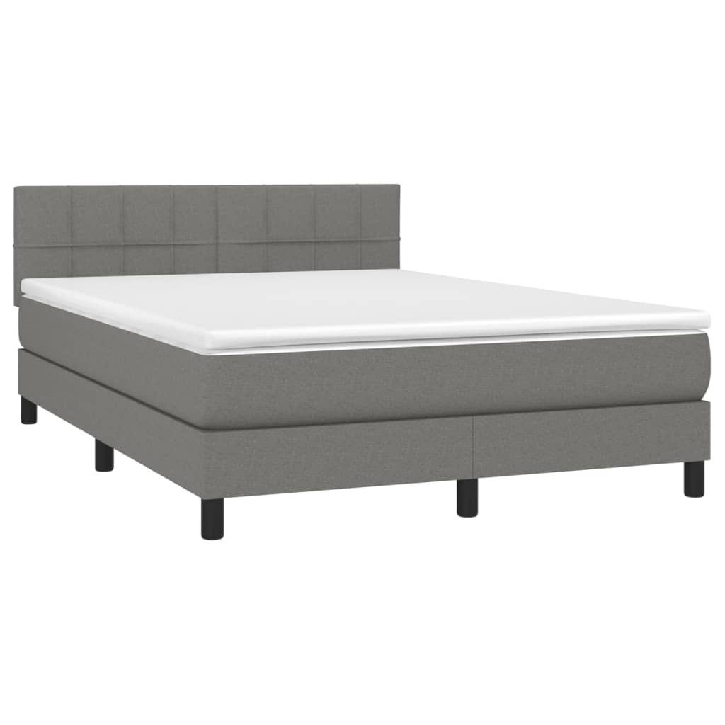 Boxspring met matras en LED stof donkergrijs 140x190 cm is nu te koop bij PeponiXL, paradijselijk wonen!