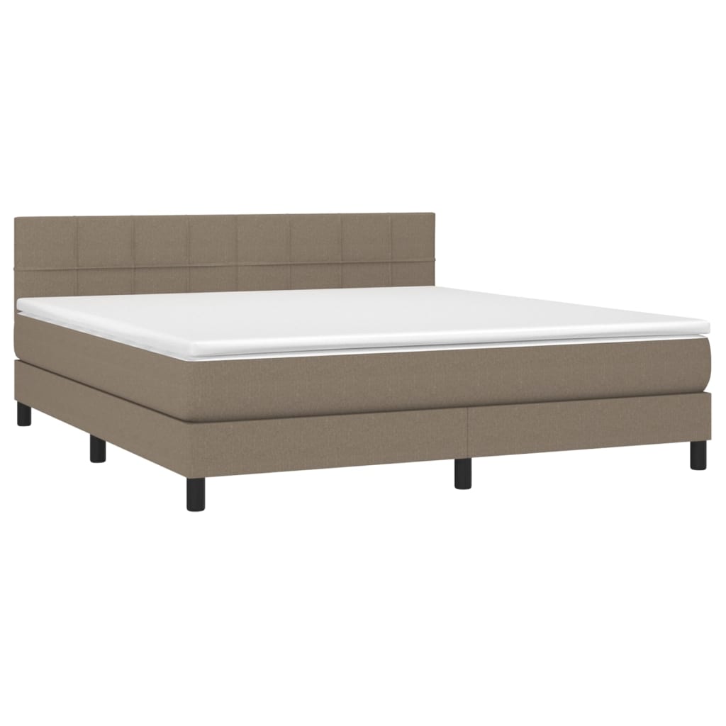 Boxspring met matras en LED stof taupe 180x200 cm is nu te koop bij PeponiXL, paradijselijk wonen!