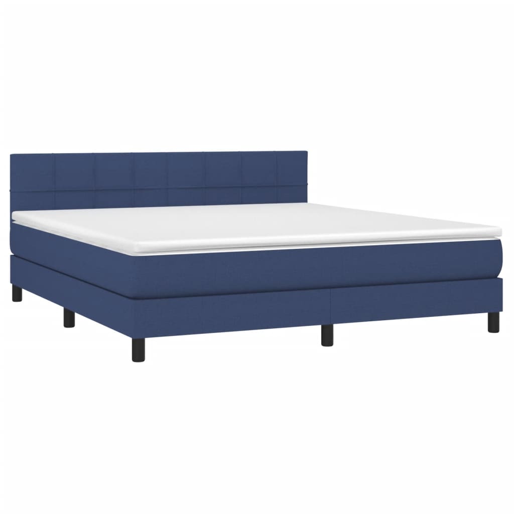 Boxspring met matras en LED stof blauw 180x200 cm is nu te koop bij PeponiXL, paradijselijk wonen!