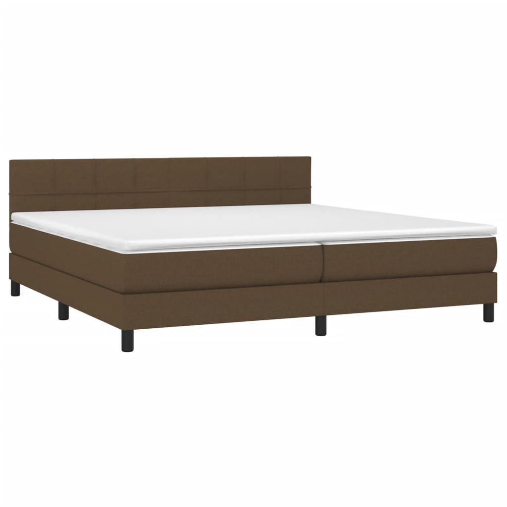 Boxspring met matras en LED stof donkerbruin 200x200 cm is nu te koop bij PeponiXL, paradijselijk wonen!
