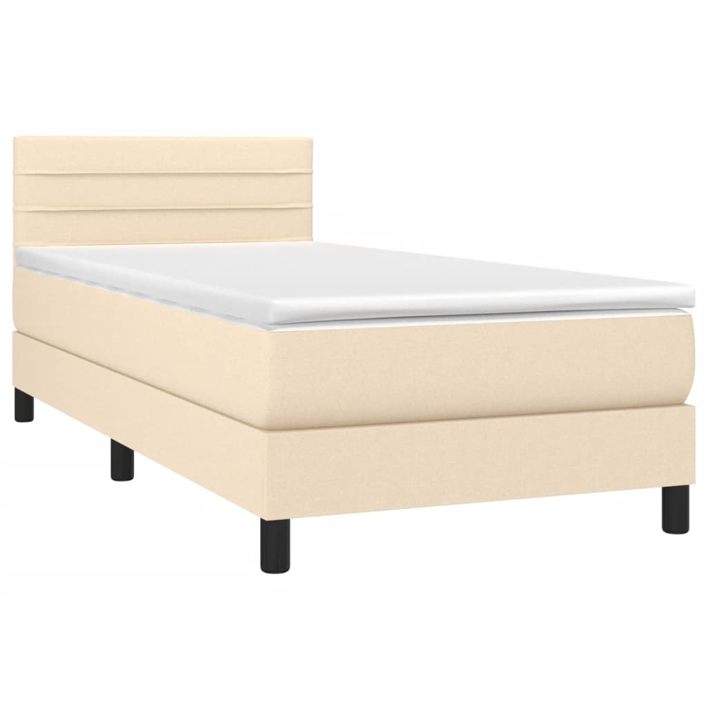 Boxspring met matras en LED stof crèmekleurig 80x200 cm is nu te koop bij PeponiXL, paradijselijk wonen!