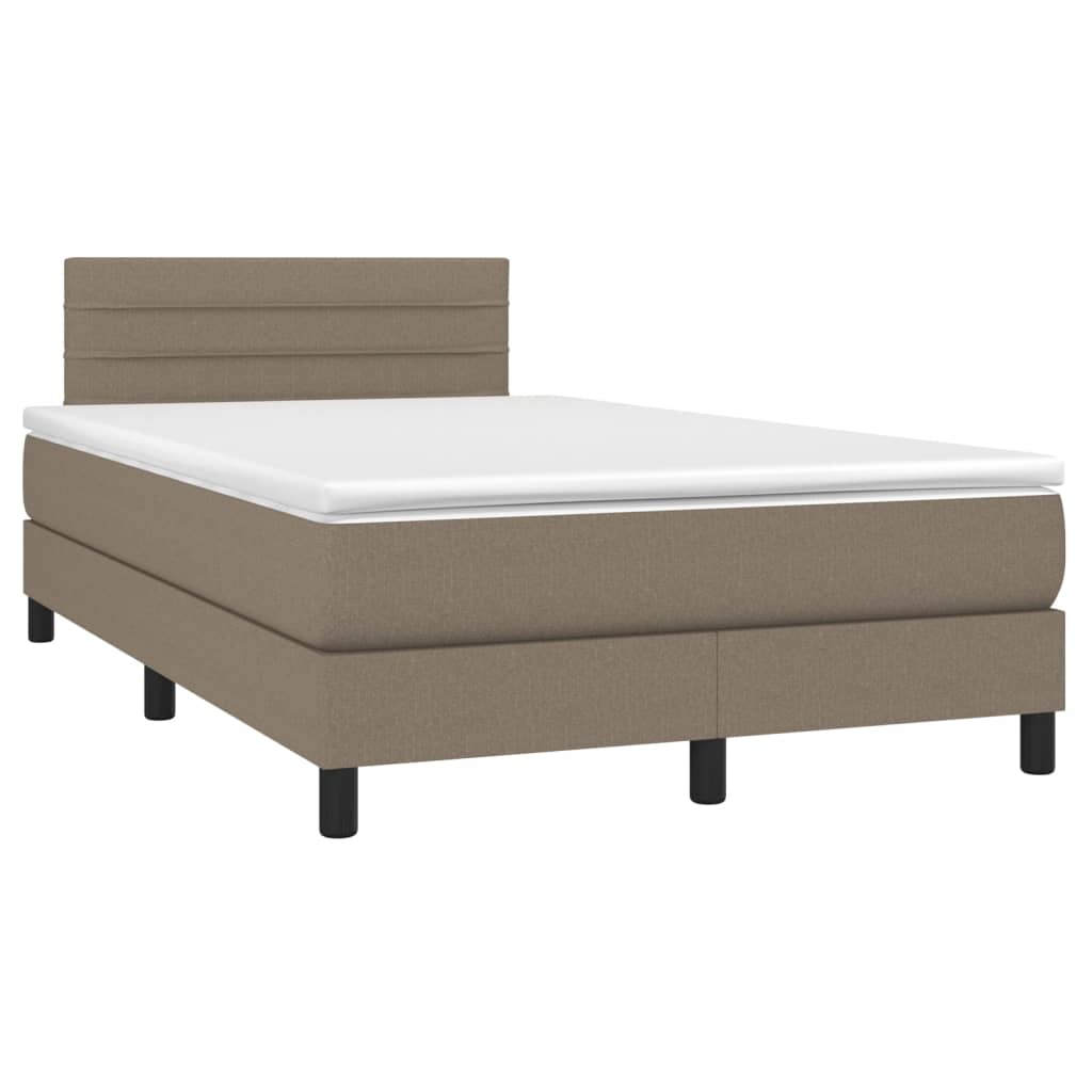Boxspring met matras en LED stof taupe 120x200 cm is nu te koop bij PeponiXL, paradijselijk wonen!