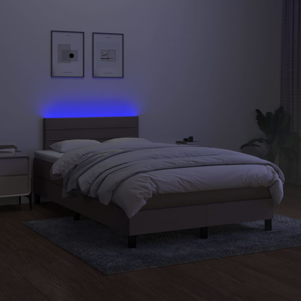 Boxspring met matras en LED stof taupe 120x200 cm is nu te koop bij PeponiXL, paradijselijk wonen!