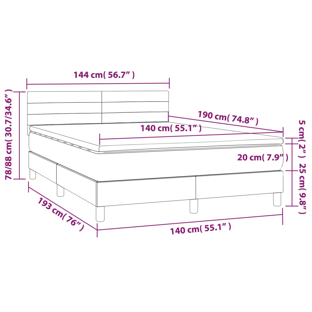 Boxspring met matras en LED stof lichtgrijs 140x190 cm is nu te koop bij PeponiXL, paradijselijk wonen!