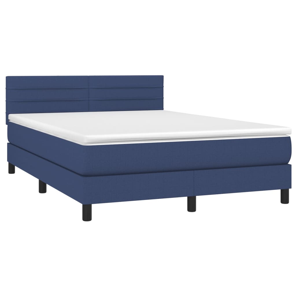 Boxspring met matras en LED stof blauw 140x190 cm is nu te koop bij PeponiXL, paradijselijk wonen!