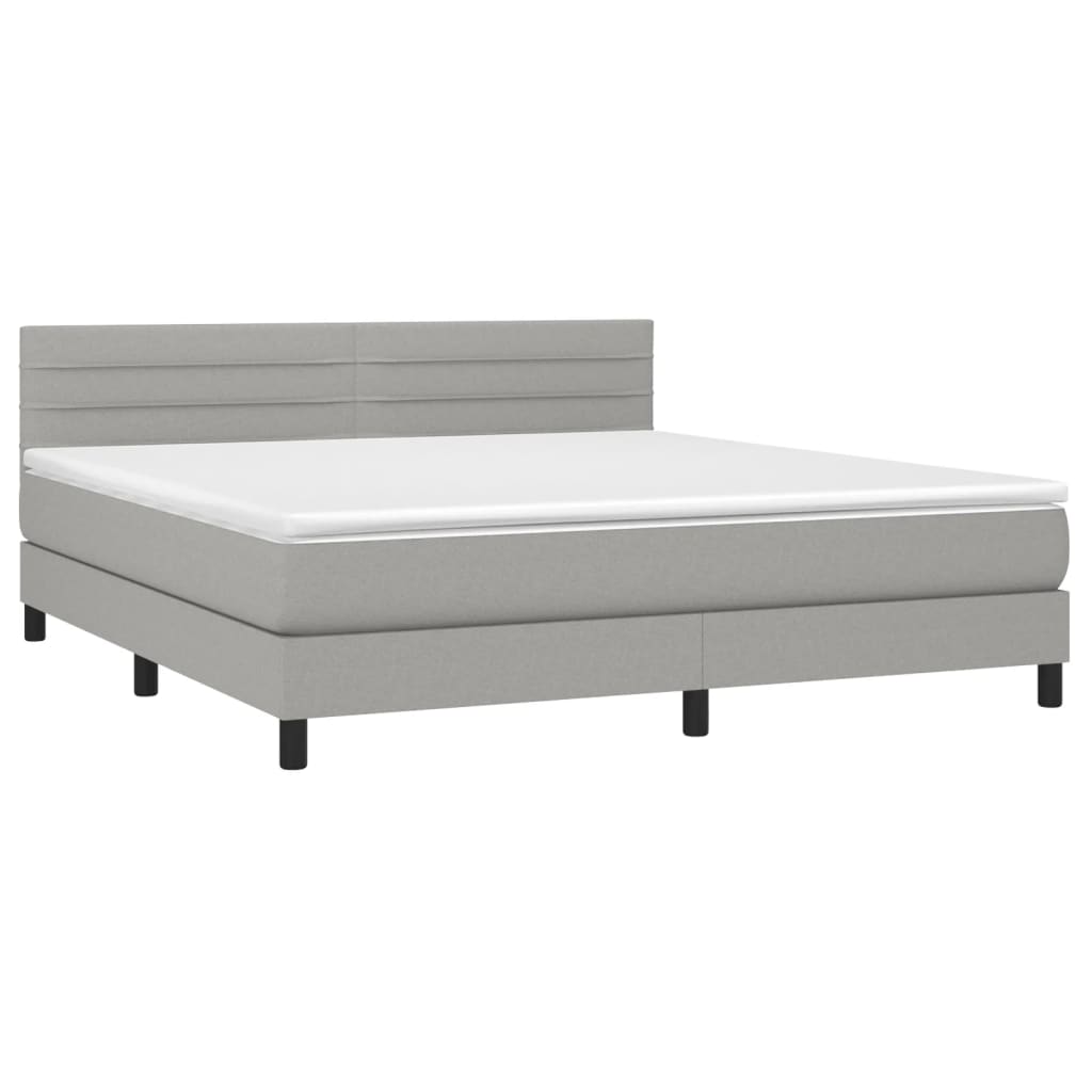 Boxspring met matras en LED stof lichtgrijs 160x200 cm is nu te koop bij PeponiXL, paradijselijk wonen!