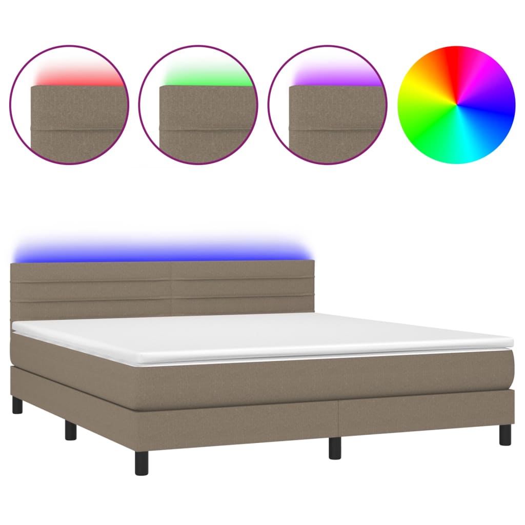 Boxspring met matras en LED stof taupe 180x200 cm is nu te koop bij PeponiXL, paradijselijk wonen!