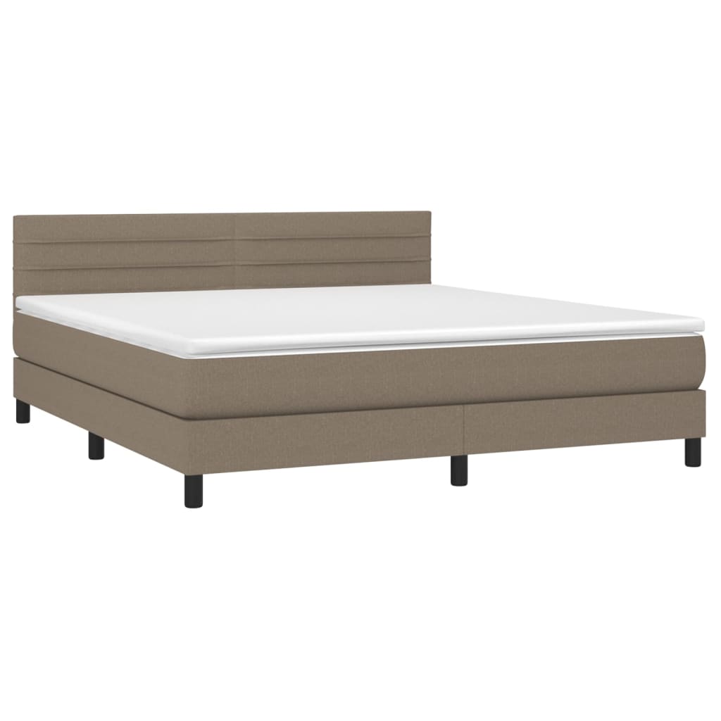Boxspring met matras en LED stof taupe 180x200 cm is nu te koop bij PeponiXL, paradijselijk wonen!