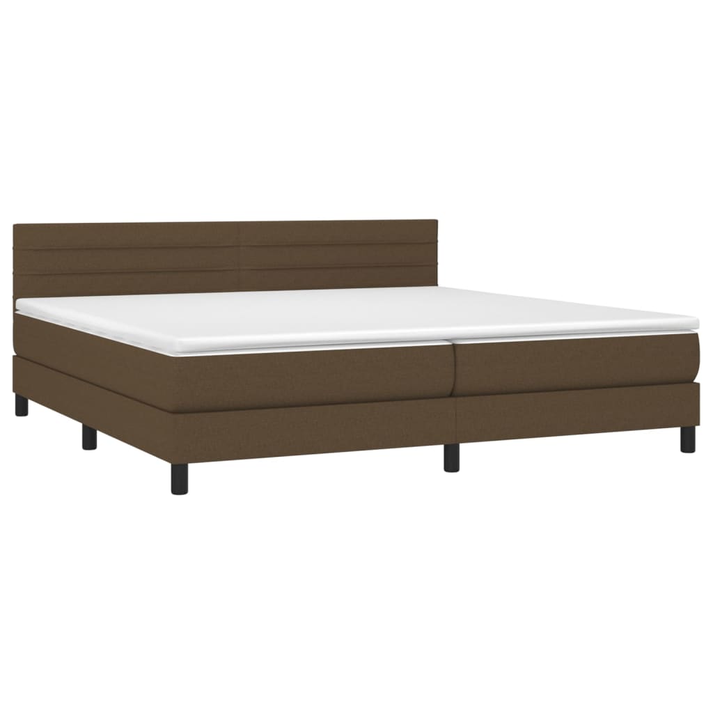 Boxspring met matras en LED stof donkerbruin 200x200 cm is nu te koop bij PeponiXL, paradijselijk wonen!