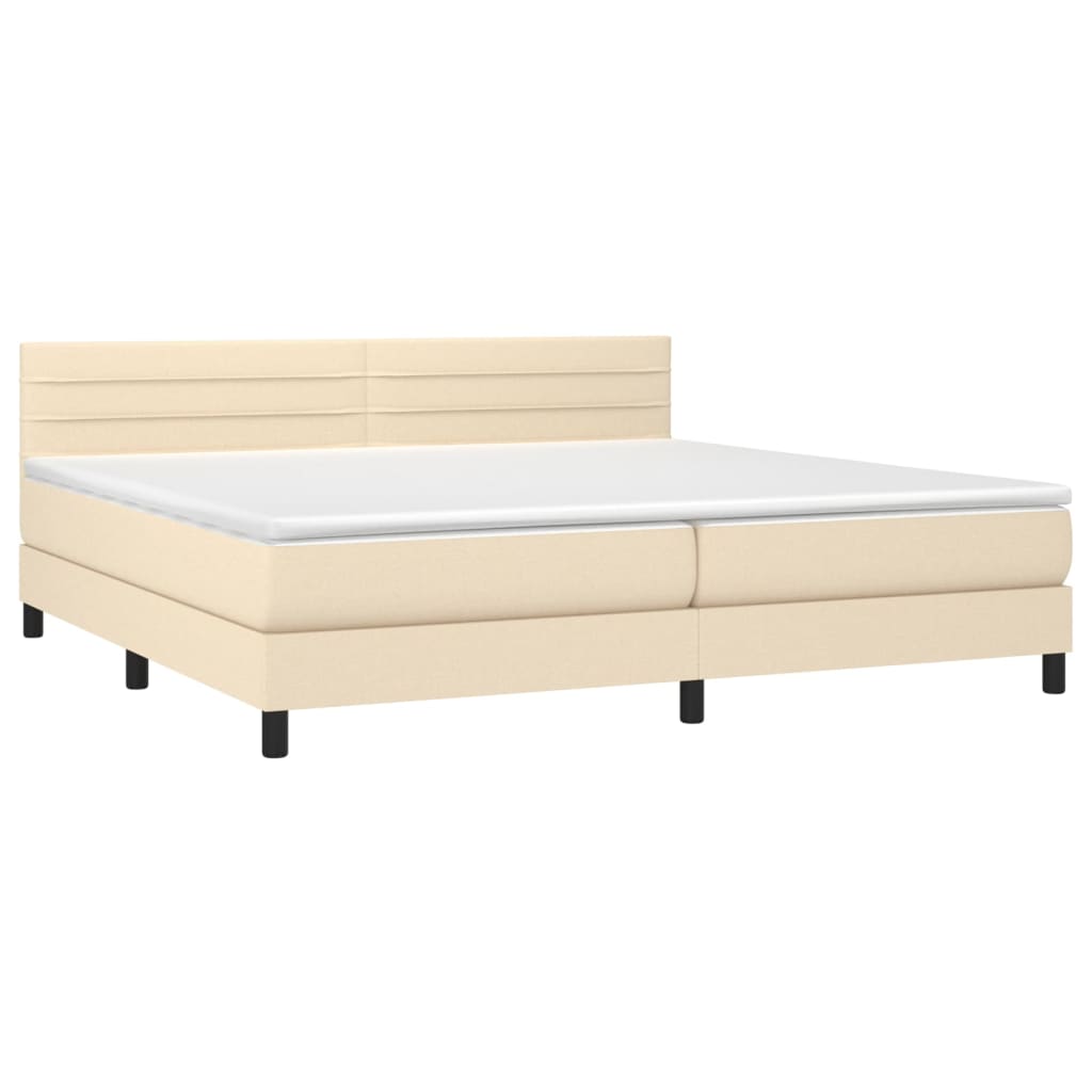 Boxspring met matras en LED stof crèmekleurig 200x200 cm is nu te koop bij PeponiXL, paradijselijk wonen!