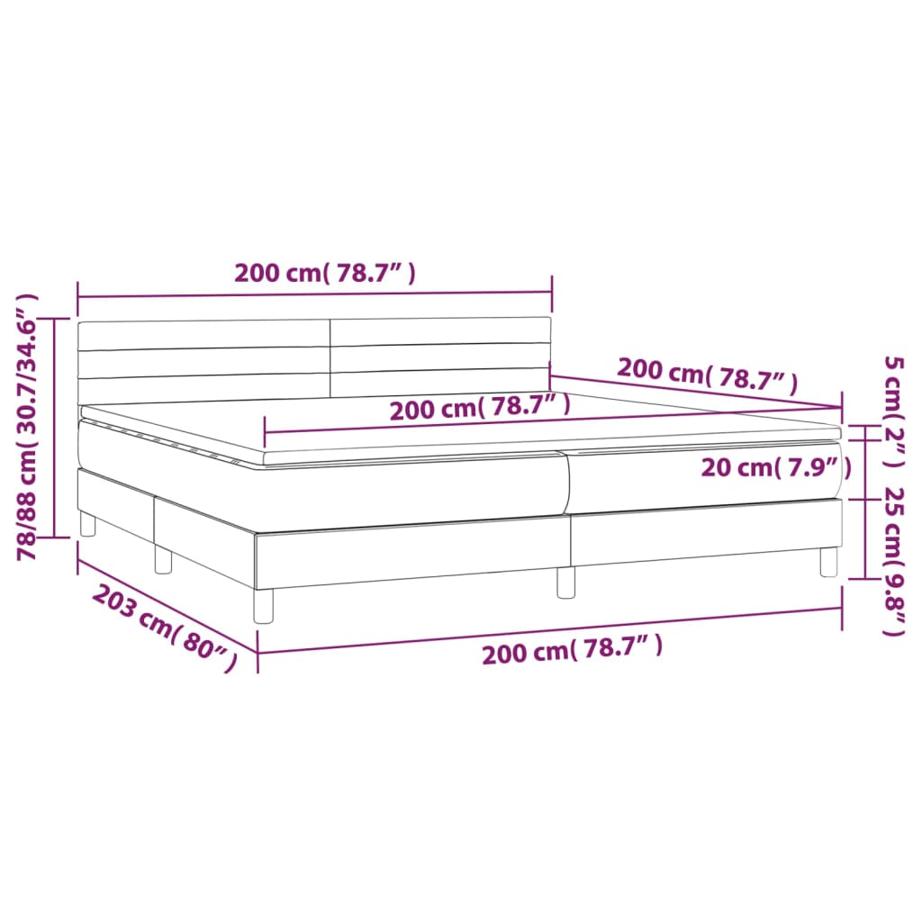 Boxspring met matras en LED stof crèmekleurig 200x200 cm is nu te koop bij PeponiXL, paradijselijk wonen!