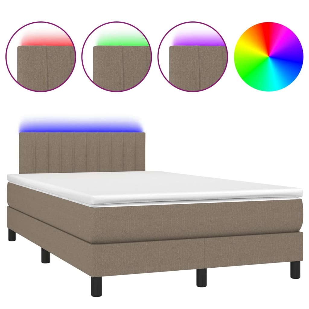 Boxspring met matras en LED stof taupe 120x200 cm is nu te koop bij PeponiXL, paradijselijk wonen!