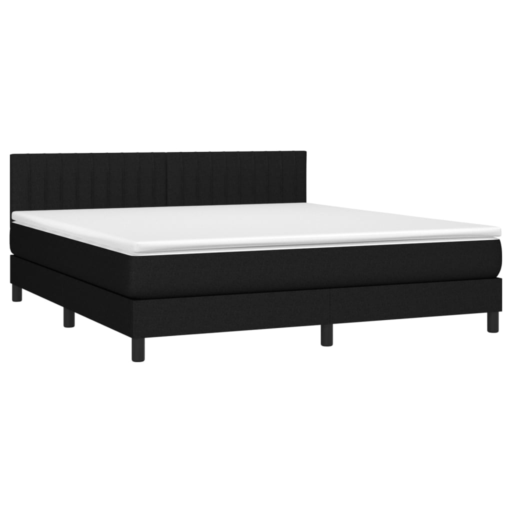 Boxspring met matras en LED stof zwart 160x200 cm is nu te koop bij PeponiXL, paradijselijk wonen!