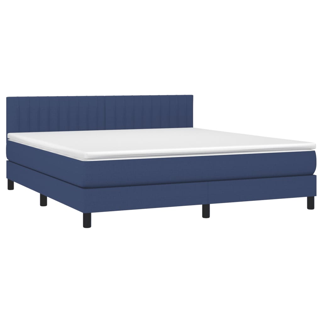 Boxspring met matras en LED stof blauw 180x200 cm is nu te koop bij PeponiXL, paradijselijk wonen!