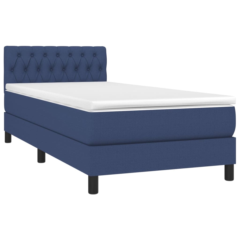 Boxspring met matras en LED stof blauw 90x190 cm is nu te koop bij PeponiXL, paradijselijk wonen!