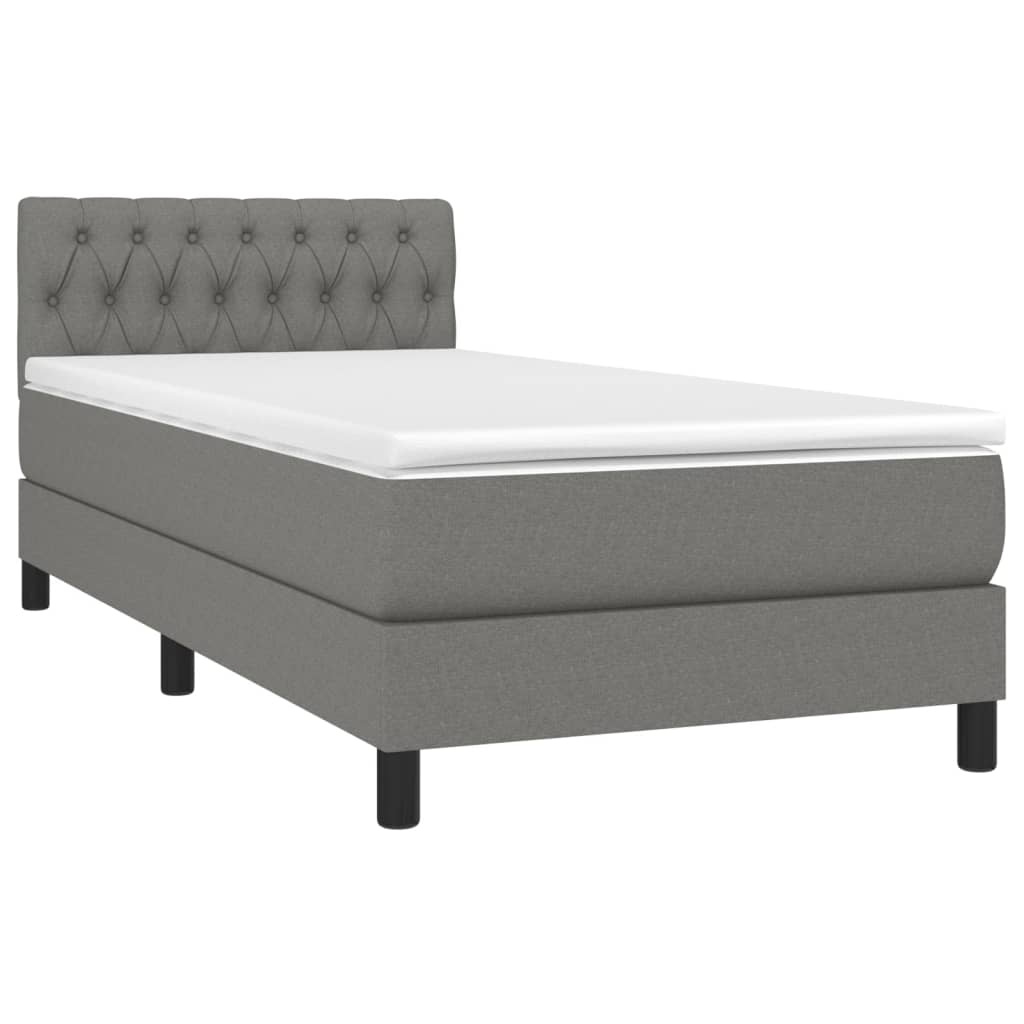 Boxspring met matras en LED stof donkergrijs 100x200 cm is nu te koop bij PeponiXL, paradijselijk wonen!