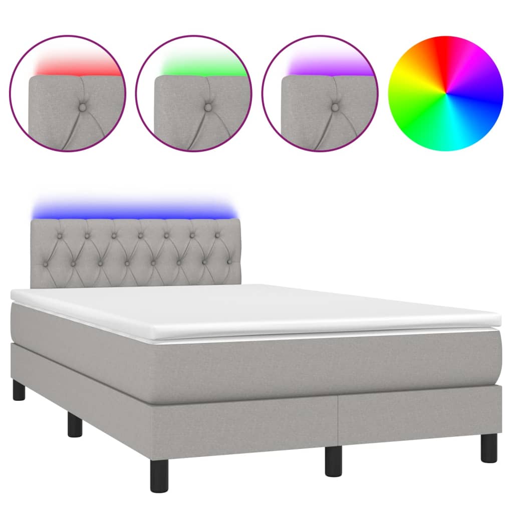Boxspring met matras en LED stof lichtgrijs 120x200 cm is nu te koop bij PeponiXL, paradijselijk wonen!