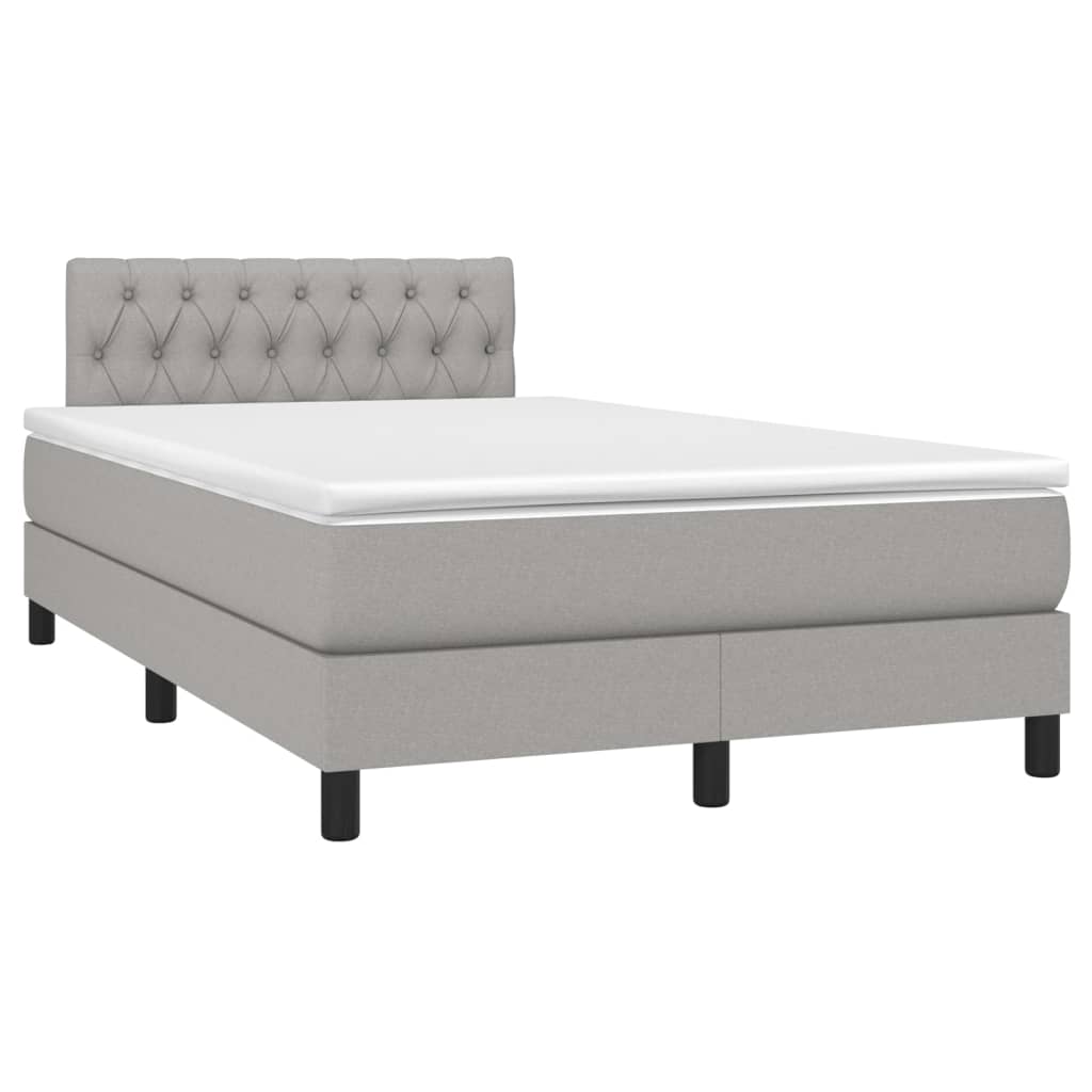 Boxspring met matras en LED stof lichtgrijs 120x200 cm is nu te koop bij PeponiXL, paradijselijk wonen!