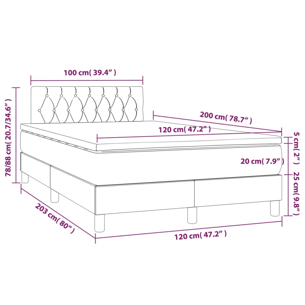 Boxspring met matras en LED stof donkerbruin 120x200 cm is nu te koop bij PeponiXL, paradijselijk wonen!