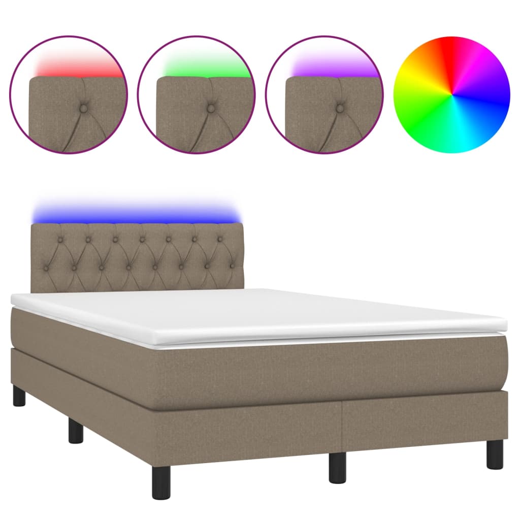 Boxspring met matras en LED stof taupe 120x200 cm is nu te koop bij PeponiXL, paradijselijk wonen!