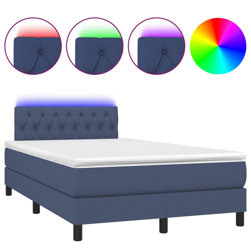 Boxspring met matras en LED stof blauw 120x200 cm is nu te koop bij PeponiXL, paradijselijk wonen!