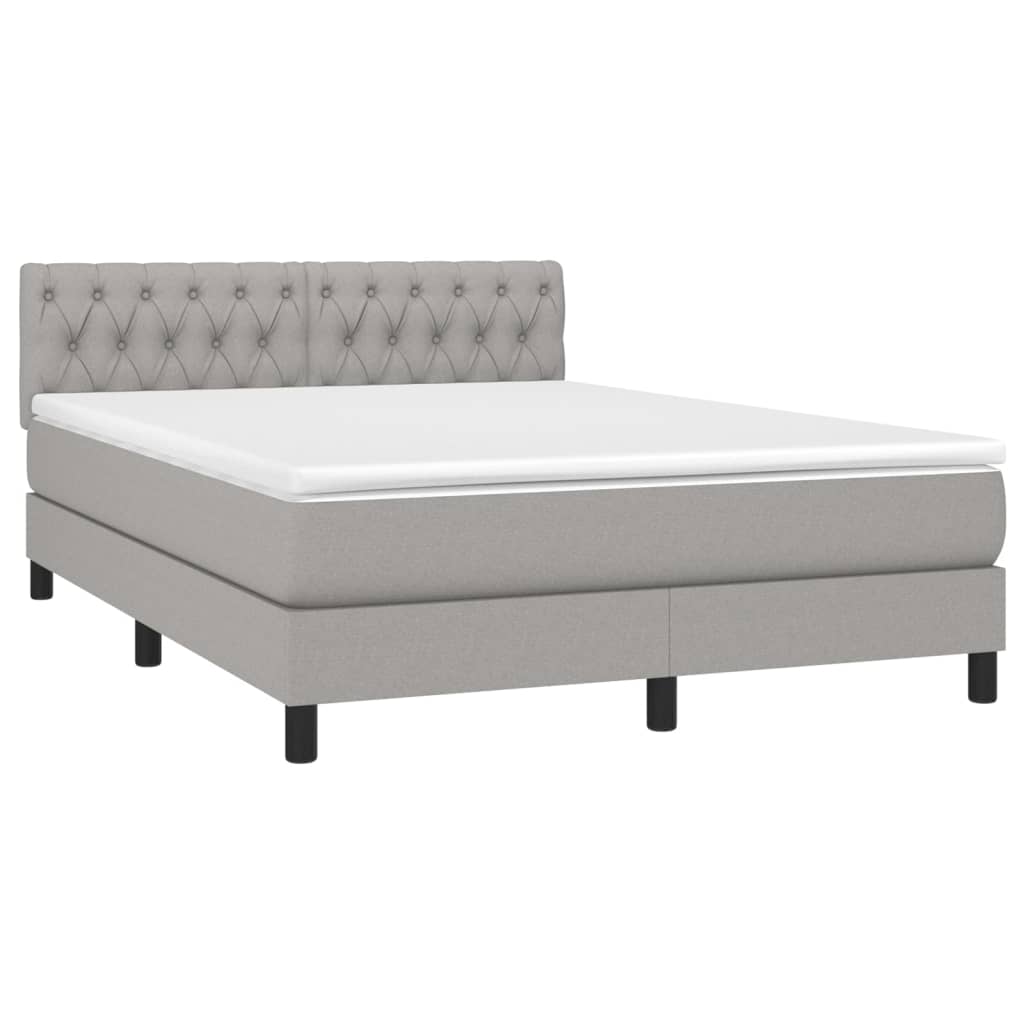 Boxspring met matras en LED stof lichtgrijs 140x200 cm is nu te koop bij PeponiXL, paradijselijk wonen!