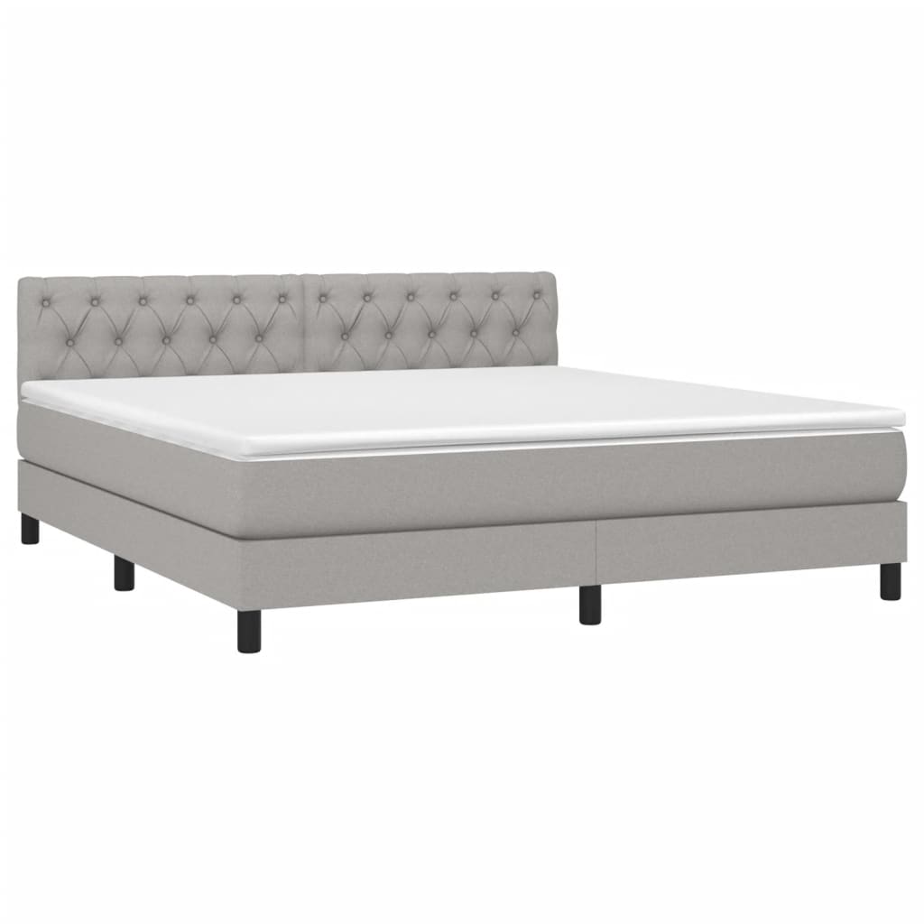 Boxspring met matras en LED stof lichtgrijs 160x200 cm is nu te koop bij PeponiXL, paradijselijk wonen!