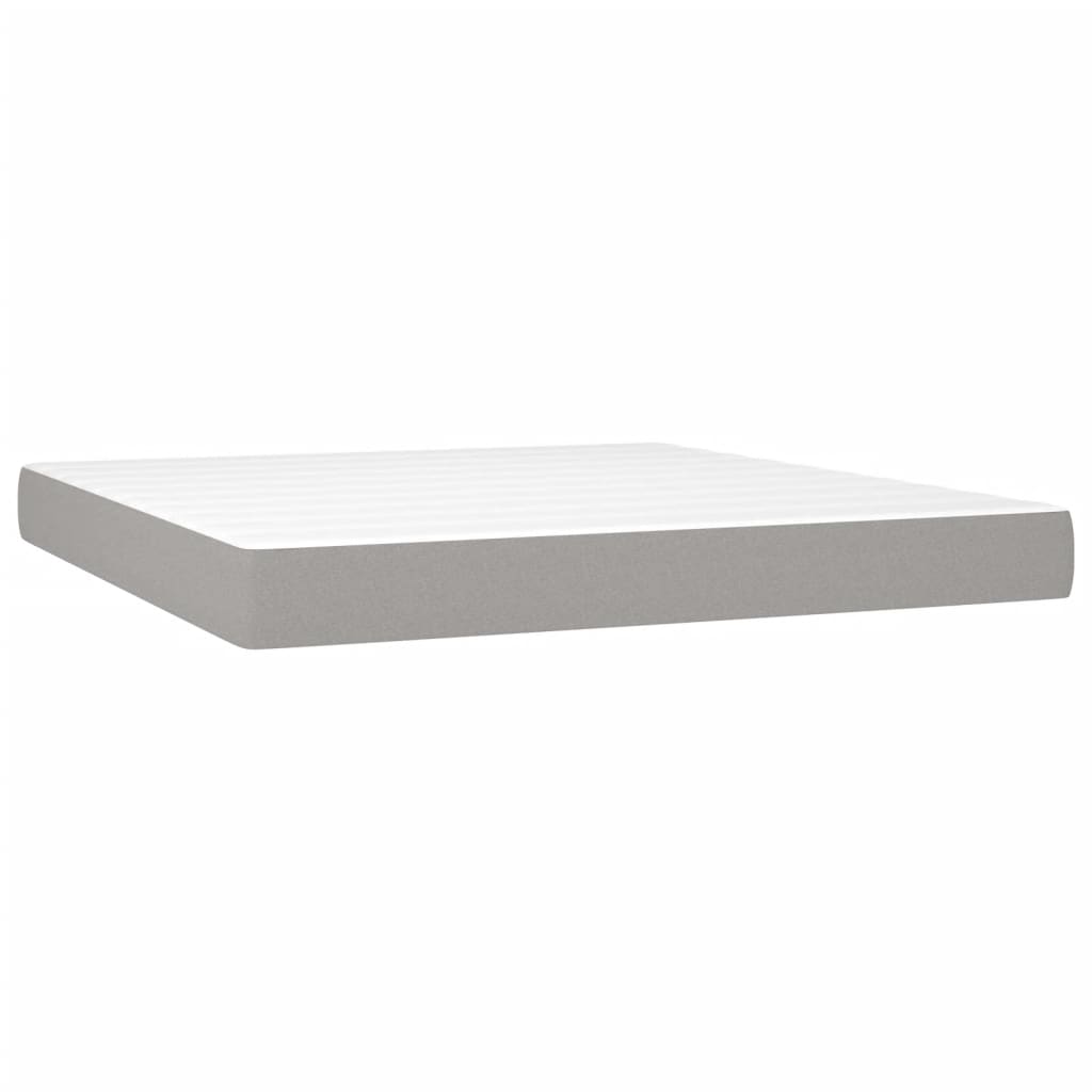 Boxspring met matras en LED stof lichtgrijs 160x200 cm is nu te koop bij PeponiXL, paradijselijk wonen!