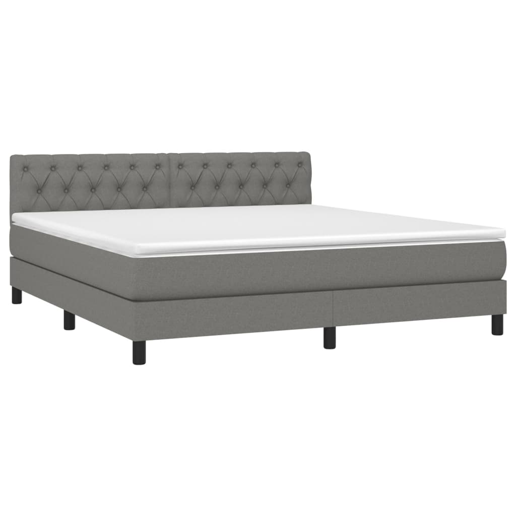Boxspring met matras en LED stof donkergrijs 160x200 cm is nu te koop bij PeponiXL, paradijselijk wonen!