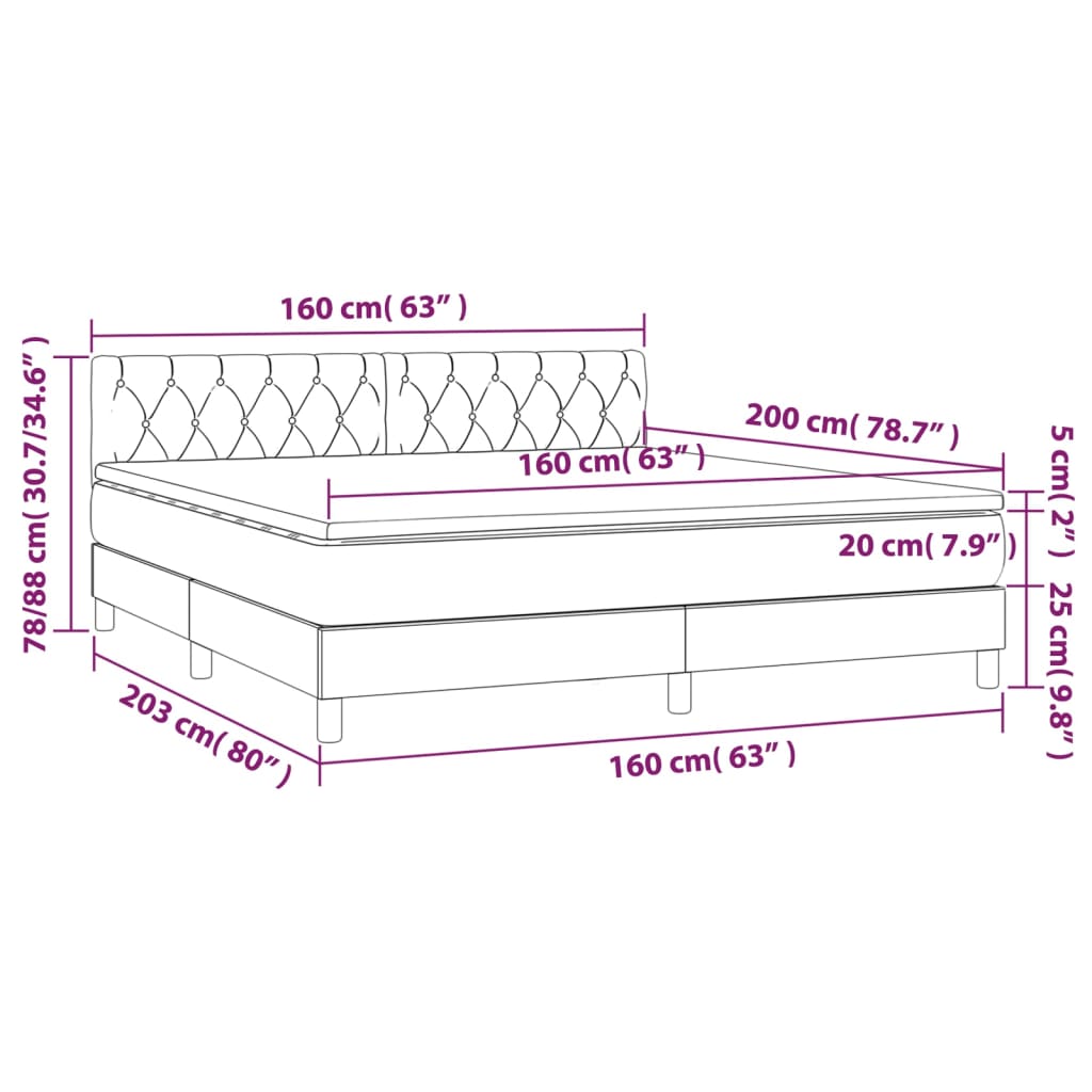 Boxspring met matras en LED stof donkergrijs 160x200 cm is nu te koop bij PeponiXL, paradijselijk wonen!