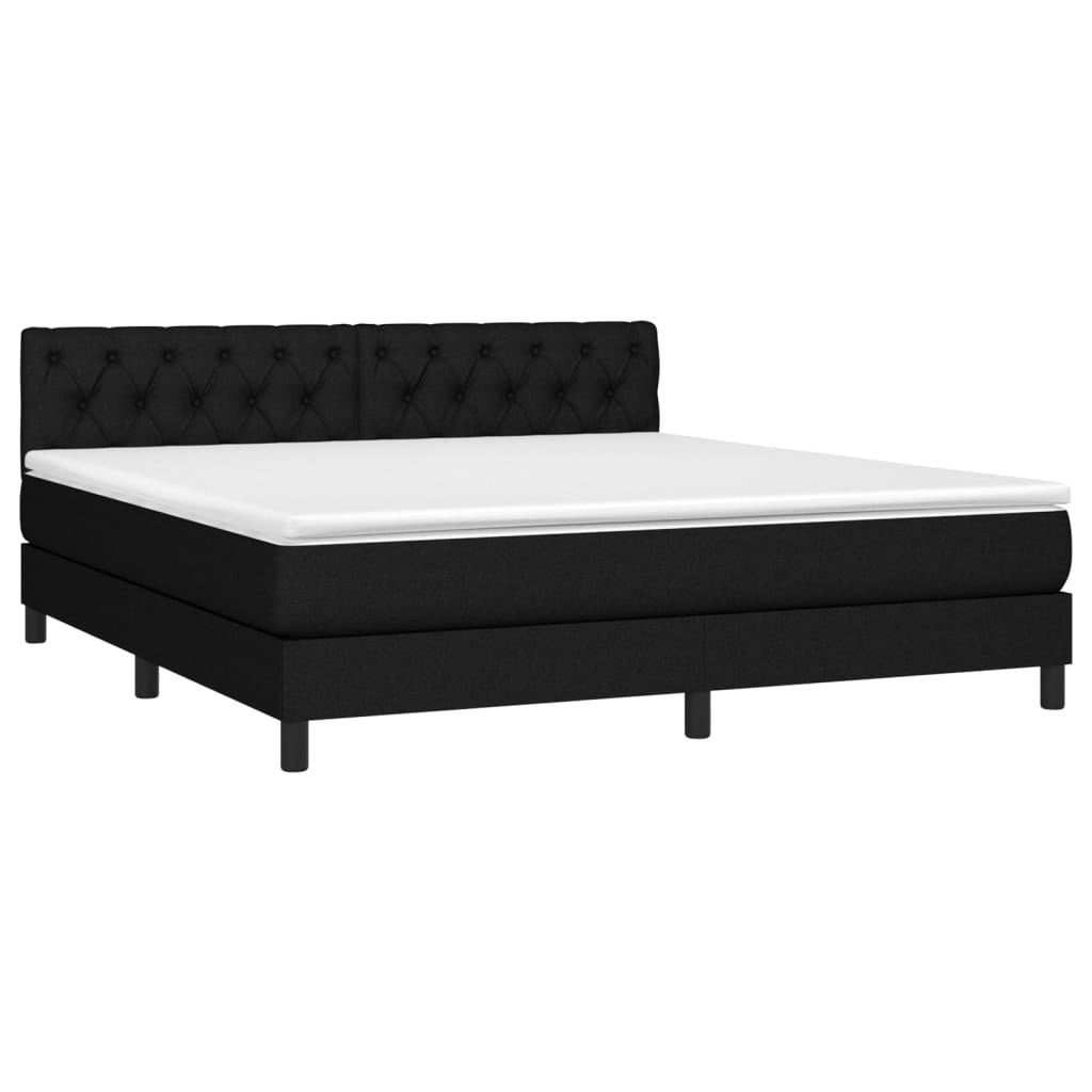 Boxspring met matras en LED stof zwart 160x200 cm is nu te koop bij PeponiXL, paradijselijk wonen!