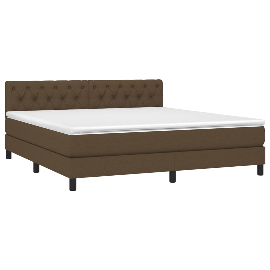 Boxspring met matras en LED stof donkerbruin 160x200 cm is nu te koop bij PeponiXL, paradijselijk wonen!