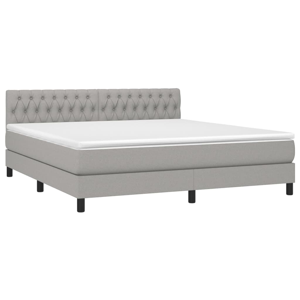 Boxspring met matras en LED stof lichtgrijs 180x200 cm is nu te koop bij PeponiXL, paradijselijk wonen!