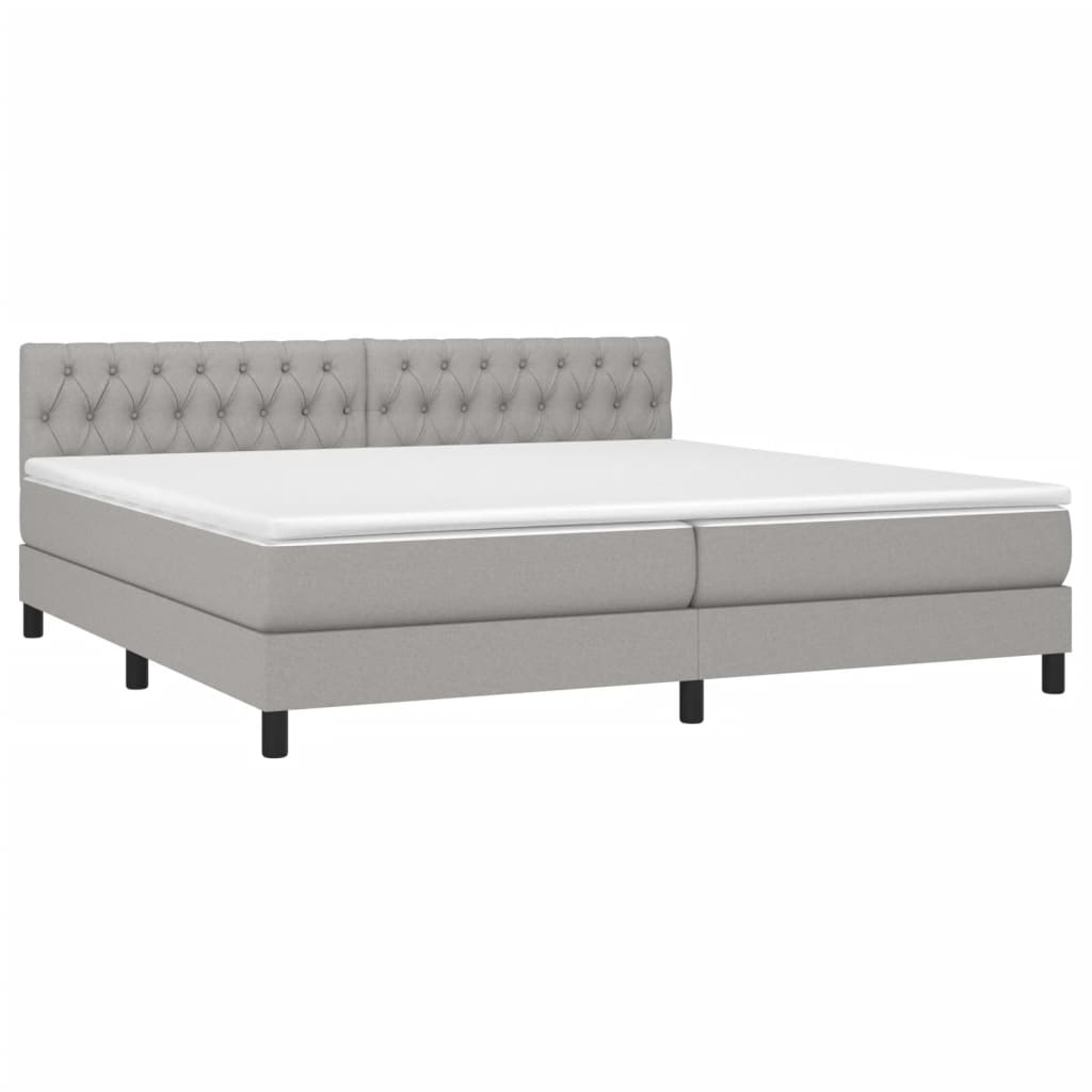 Boxspring met matras en LED stof lichtgrijs 200x200 cm is nu te koop bij PeponiXL, paradijselijk wonen!