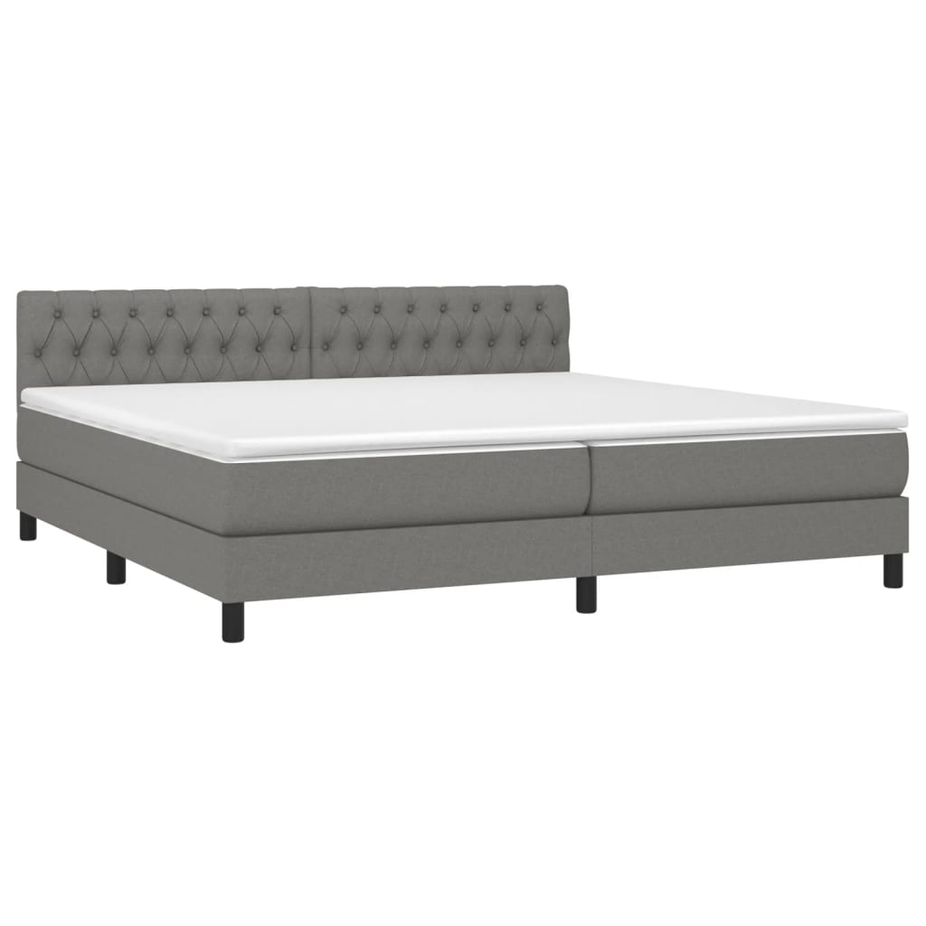 Boxspring met matras en LED stof donkergrijs 200x200 cm is nu te koop bij PeponiXL, paradijselijk wonen!