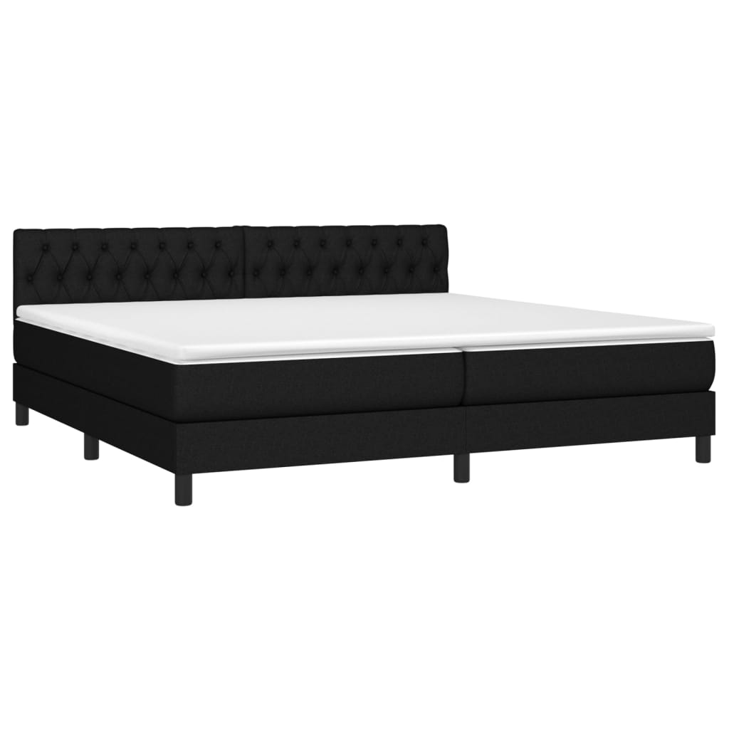 Boxspring met matras en LED stof zwart 200x200 cm is nu te koop bij PeponiXL, paradijselijk wonen!