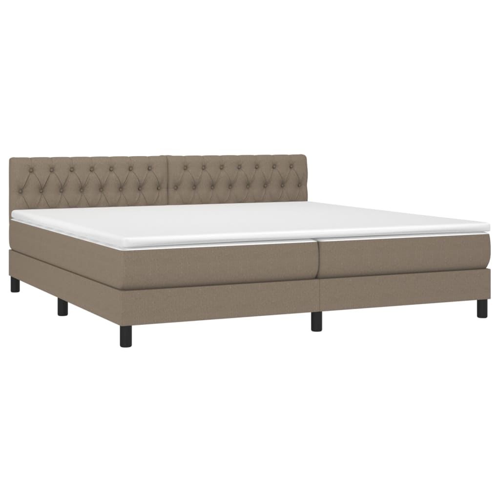 Boxspring met matras en LED stof taupe 200x200 cm is nu te koop bij PeponiXL, paradijselijk wonen!