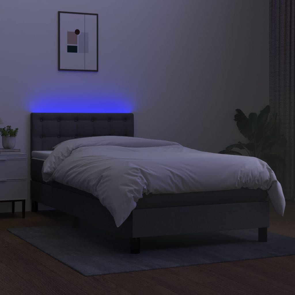 Boxspring met matras en LED stof donkergrijs 80x200 cm is nu te koop bij PeponiXL, paradijselijk wonen!
