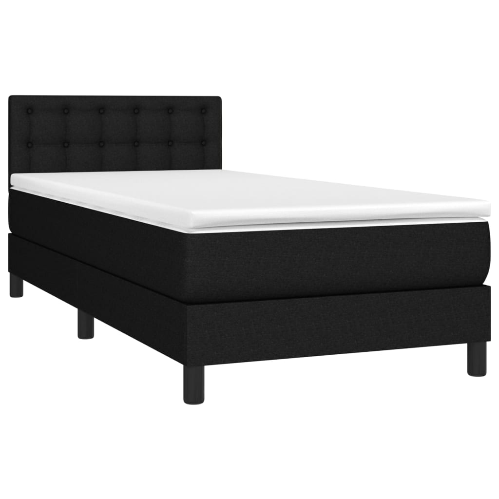 Boxspring met matras en LED stof zwart 80x200 cm is nu te koop bij PeponiXL, paradijselijk wonen!