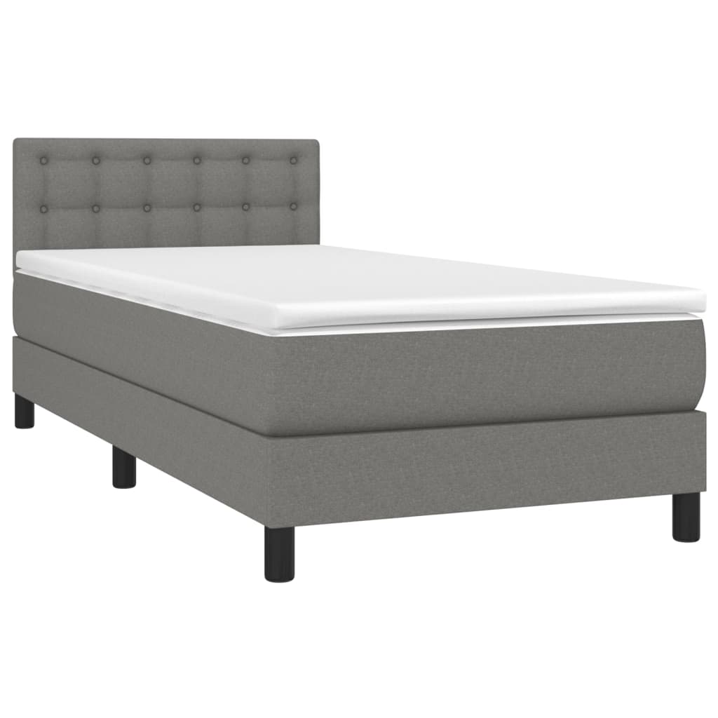 Boxspring met matras en LED stof donkergrijs 90x190 cm is nu te koop bij PeponiXL, paradijselijk wonen!