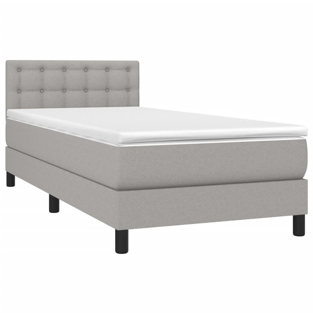 Boxspring met matras en LED stof lichtgrijs 100x200 cm is nu te koop bij PeponiXL, paradijselijk wonen!
