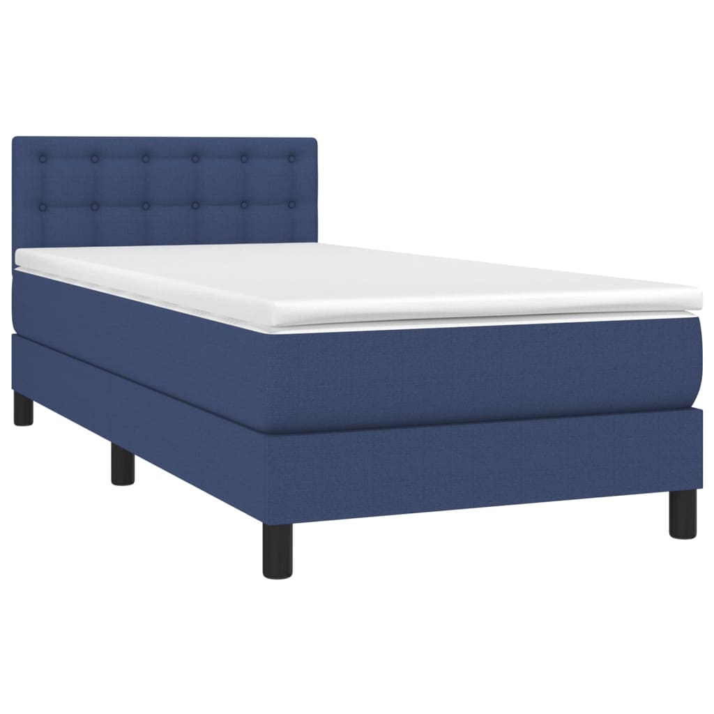 Boxspring met matras en LED stof blauw 100x200 cm is nu te koop bij PeponiXL, paradijselijk wonen!