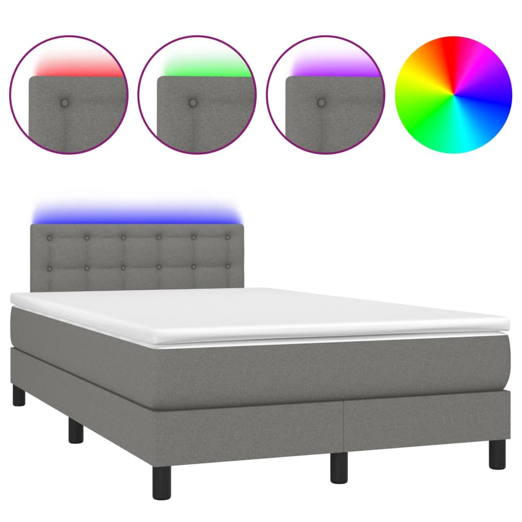 Boxspring met matras en LED stof donkergrijs 120x200 cm is nu te koop bij PeponiXL, paradijselijk wonen!