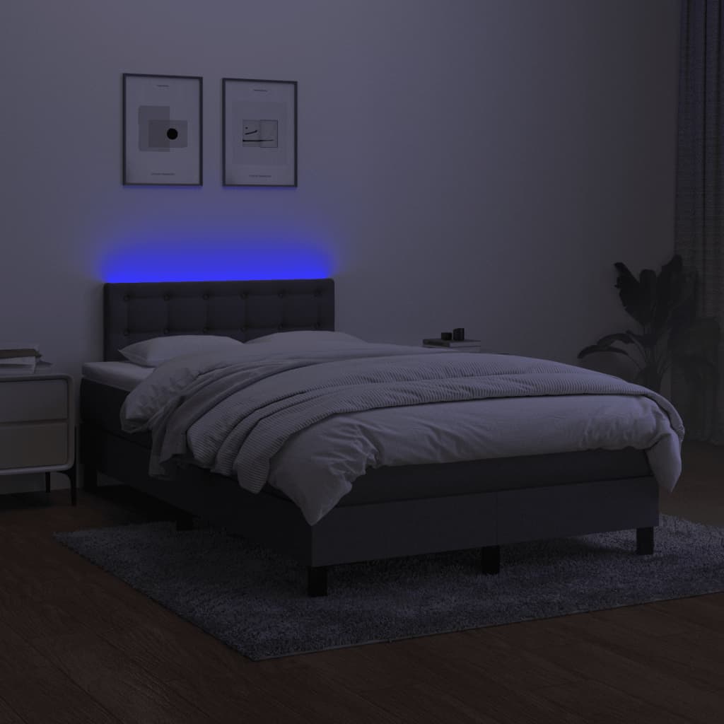 Boxspring met matras en LED stof donkergrijs 120x200 cm is nu te koop bij PeponiXL, paradijselijk wonen!