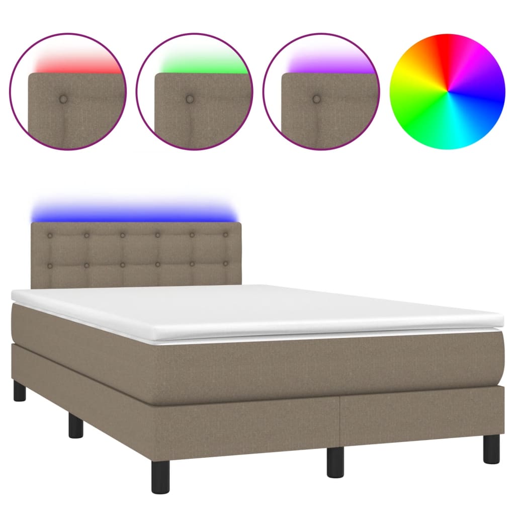 Boxspring met matras en LED stof taupe 120x200 cm is nu te koop bij PeponiXL, paradijselijk wonen!