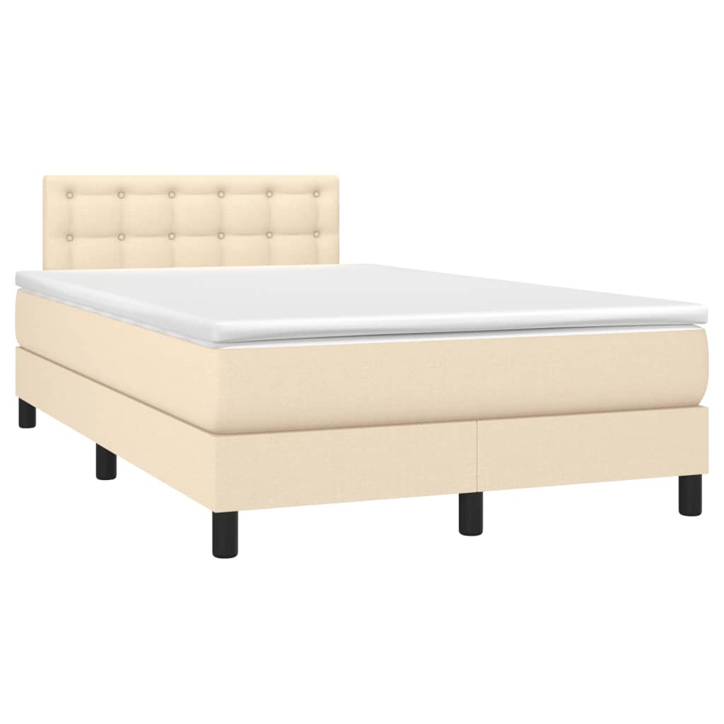 Boxspring met matras en LED stof crèmekleurig 120x200 cm is nu te koop bij PeponiXL, paradijselijk wonen!