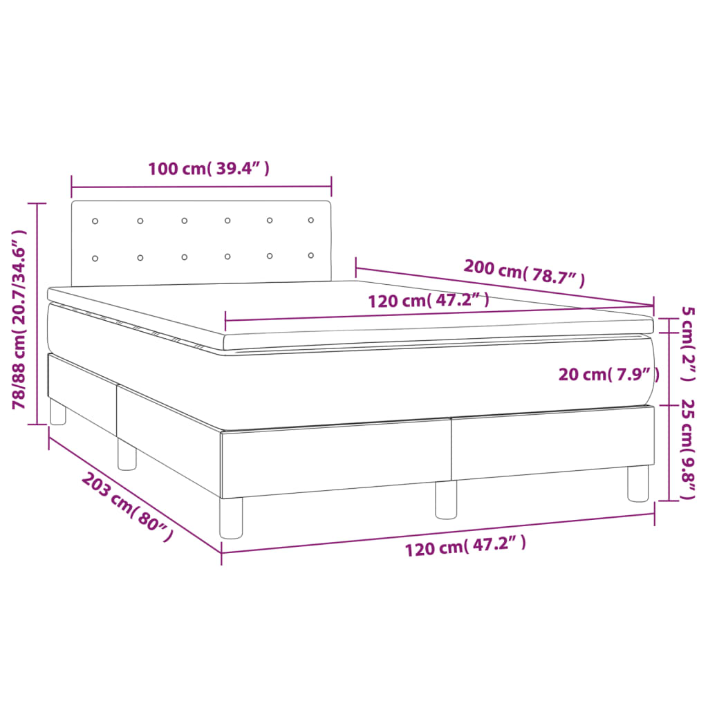 Boxspring met matras en LED stof crèmekleurig 120x200 cm is nu te koop bij PeponiXL, paradijselijk wonen!
